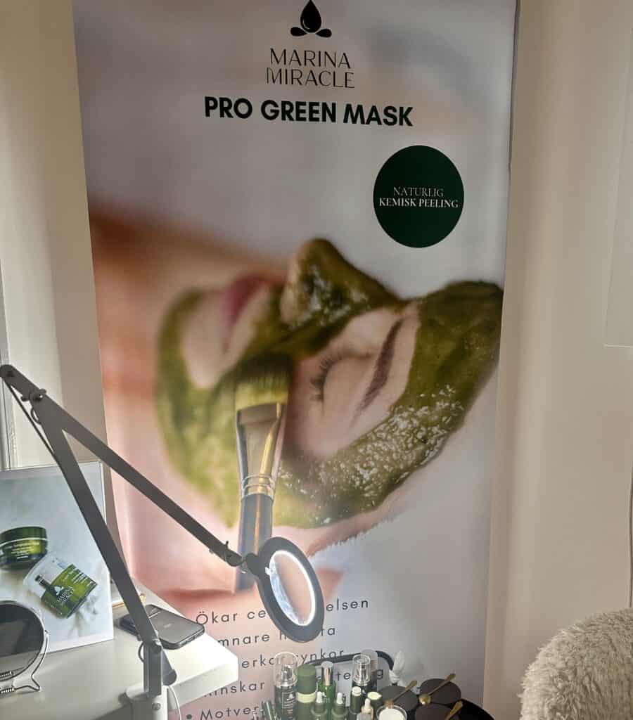 Marina Miracle Pro Green Mask för naturlig hudvård och peeling.